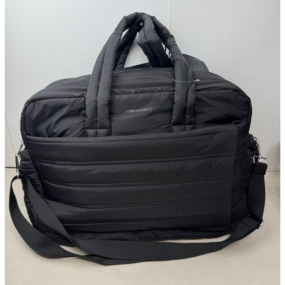 Cynthia Rowley Black Quilted Puffer Weekender Carry-On Friendly Duffel Bag